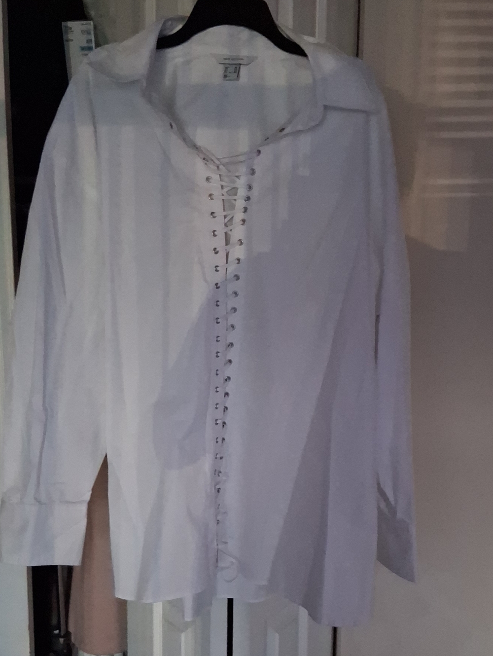 H&M White Lace-Up Tunic Shirt